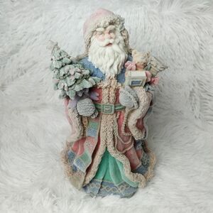 Pastel Pink Blue Green Vintage Old-World Charm Colorful Christmas Santa Figurine